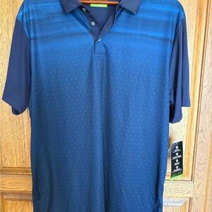 NWT PGA Tour Navy Blue Gradient Geometric Polo Size XL